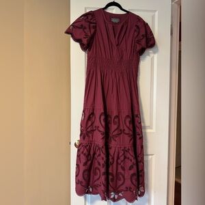 Anthropologie Somerset Burgundy Maxi Dress